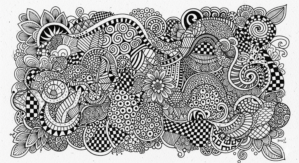 ゼンタングル絵画｜ボールペン画 原画3枚セット ゼンタングル 原画販売