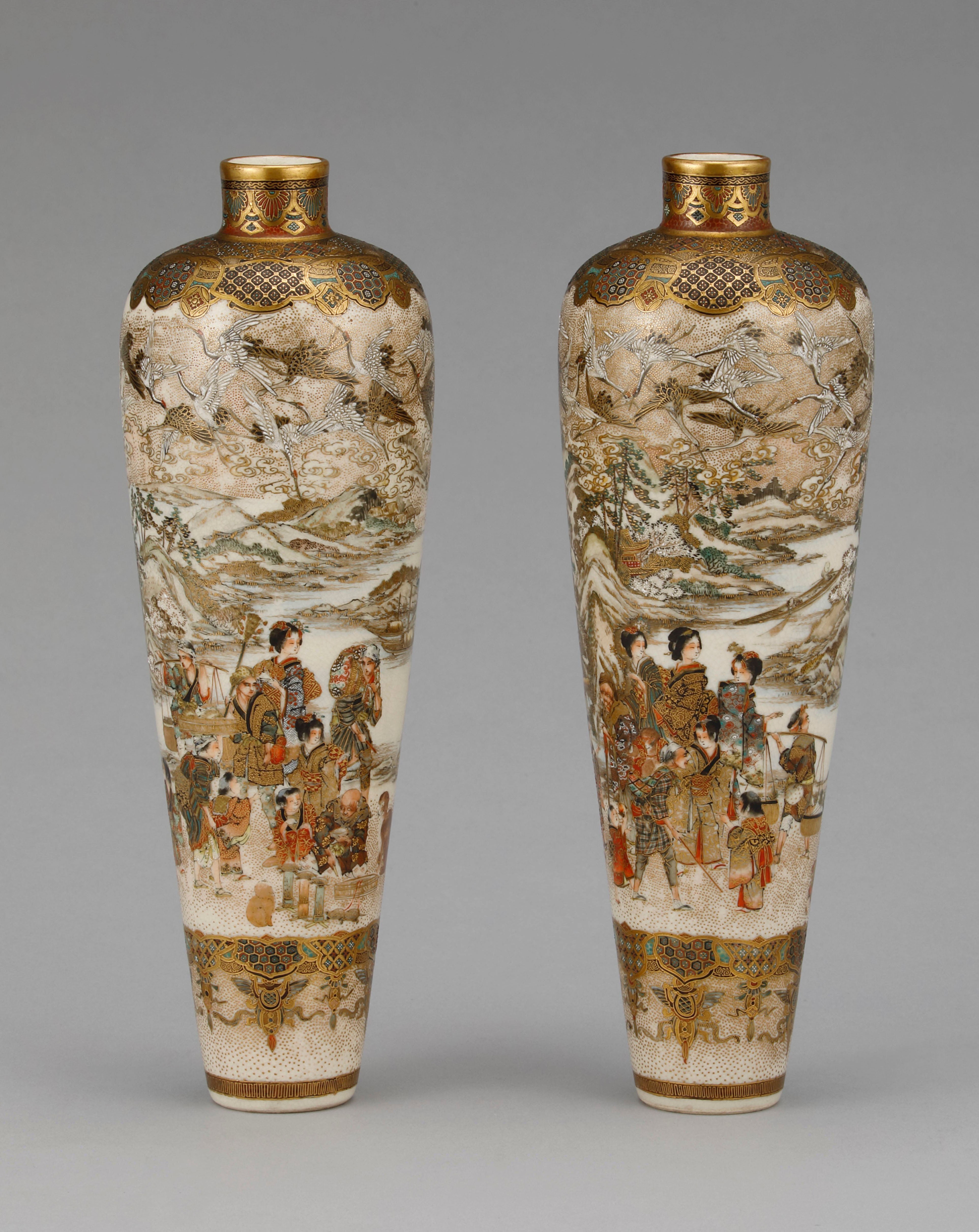 専用 明治時代 京薩摩 金彩人物画 ネズミ年 大花瓶 h36.5cm IMG_2670