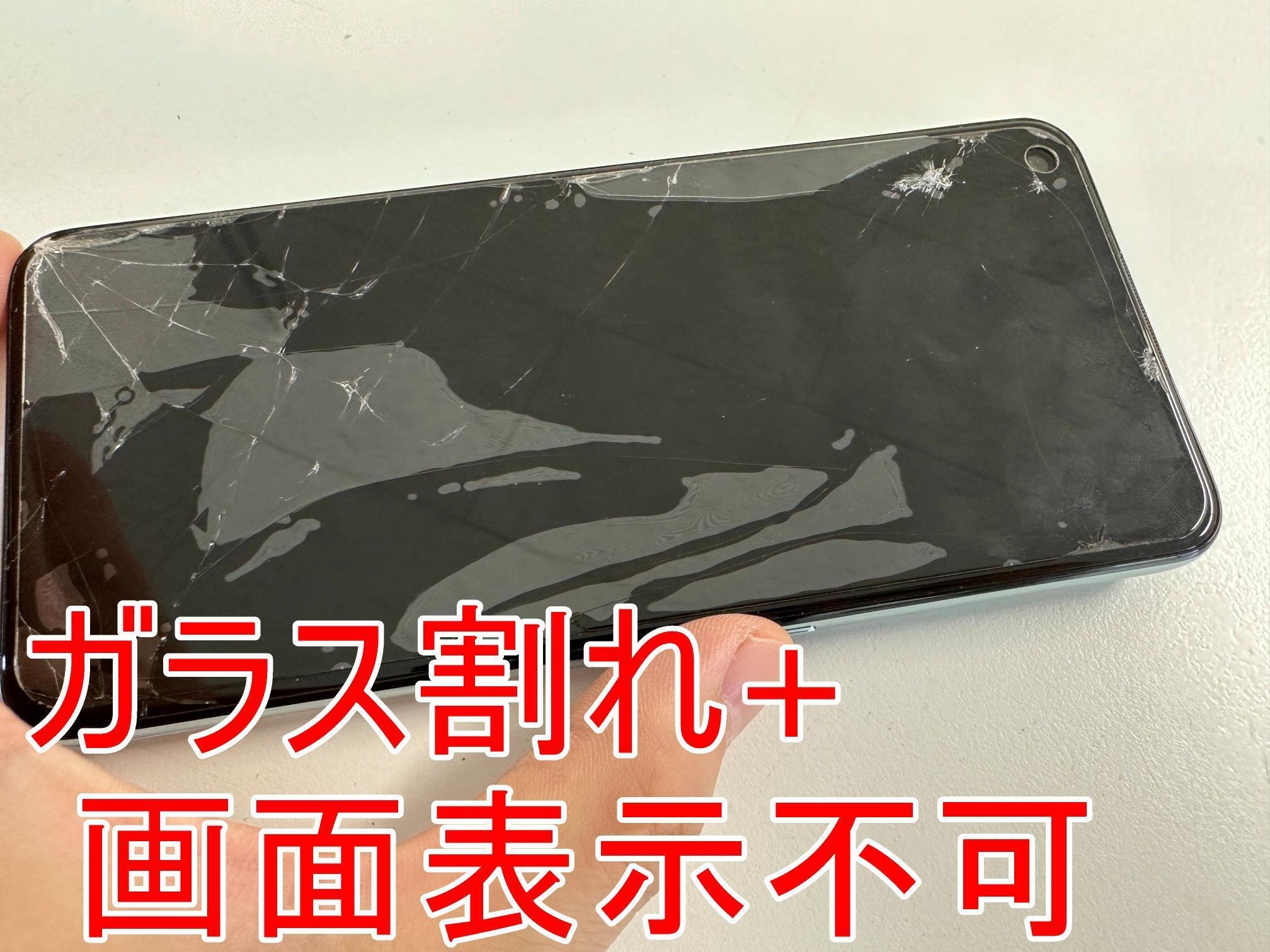 OPPO Reno5Aの画面修理でガラス割れ+画面に何も映らない故障が改善