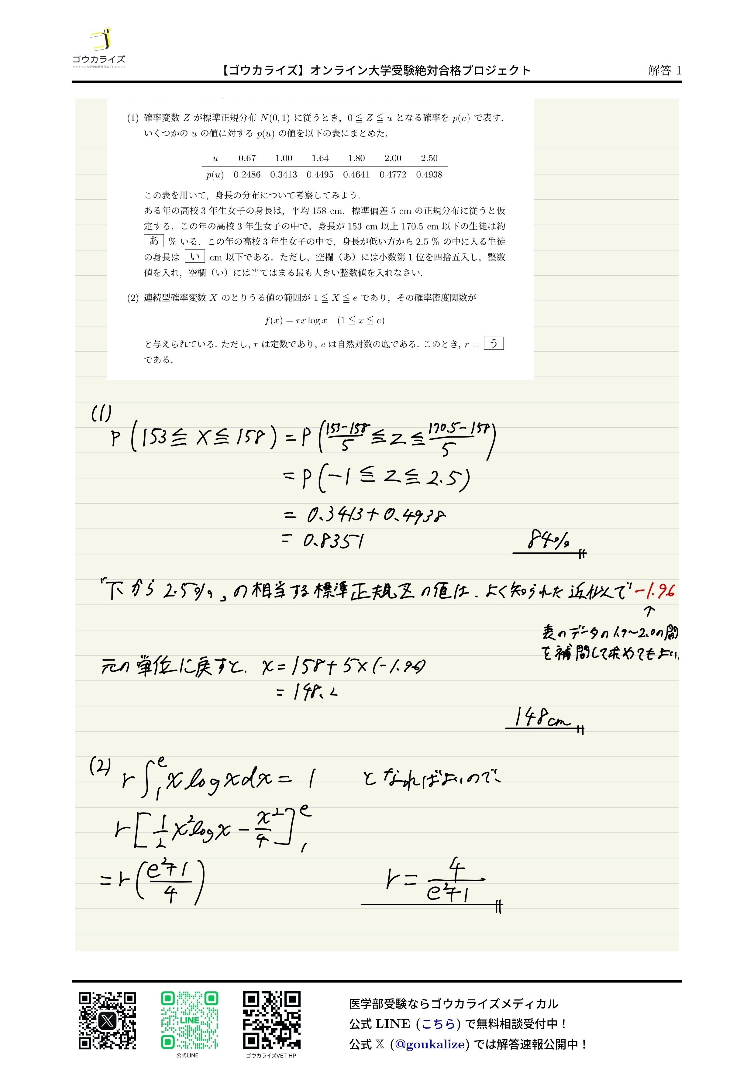 慶應義塾大学 医学部 2025年(2/9) 数学 解答速報｜ゴウカライズ