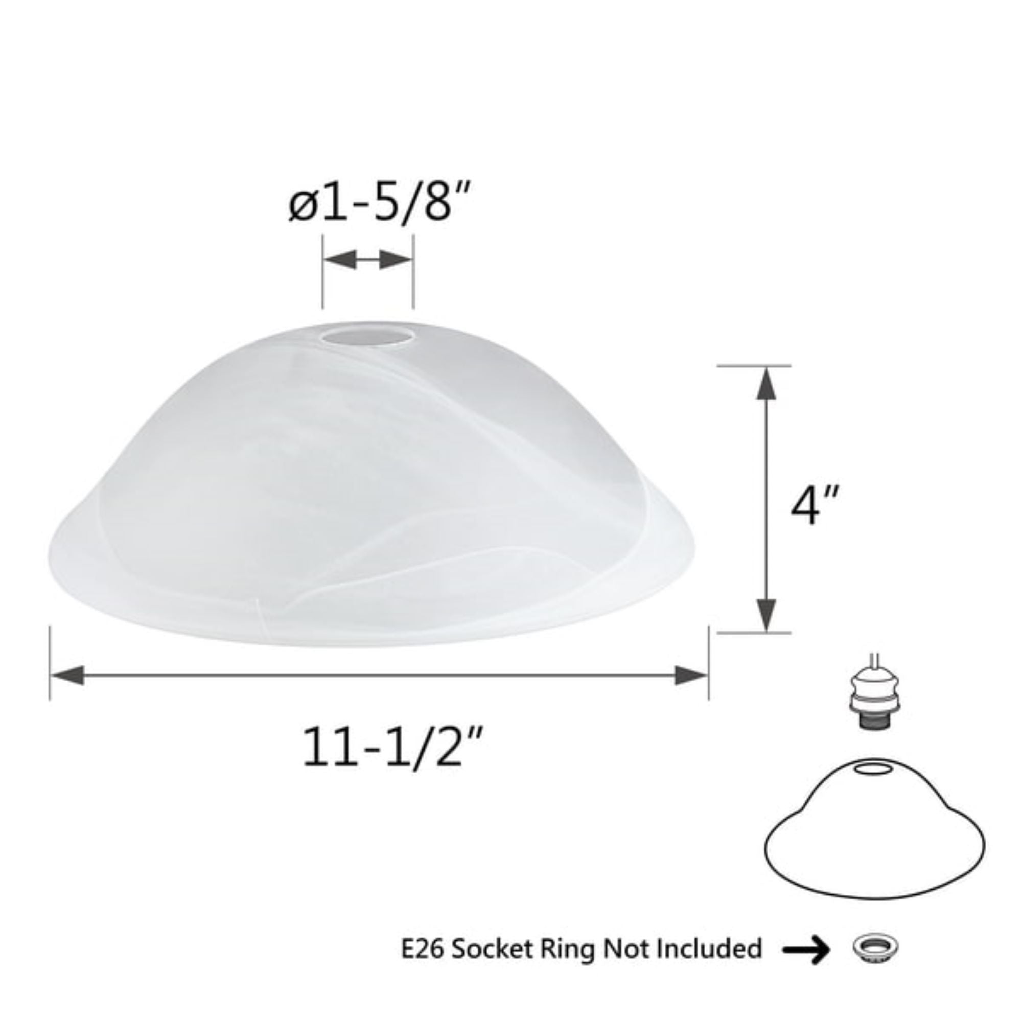 23147-11 Alabaster Glass Shade for Medium Base Socket Torchiere