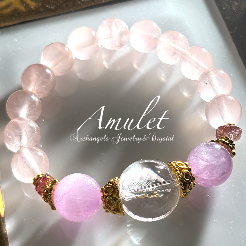 オリジナル・ブレス『LOVE』レインボー水晶*クンツァイト*ピンク