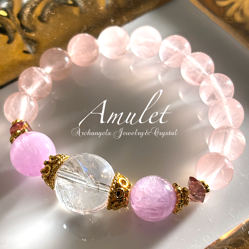 オリジナル・ブレス『LOVE』レインボー水晶*クンツァイト*ピンク