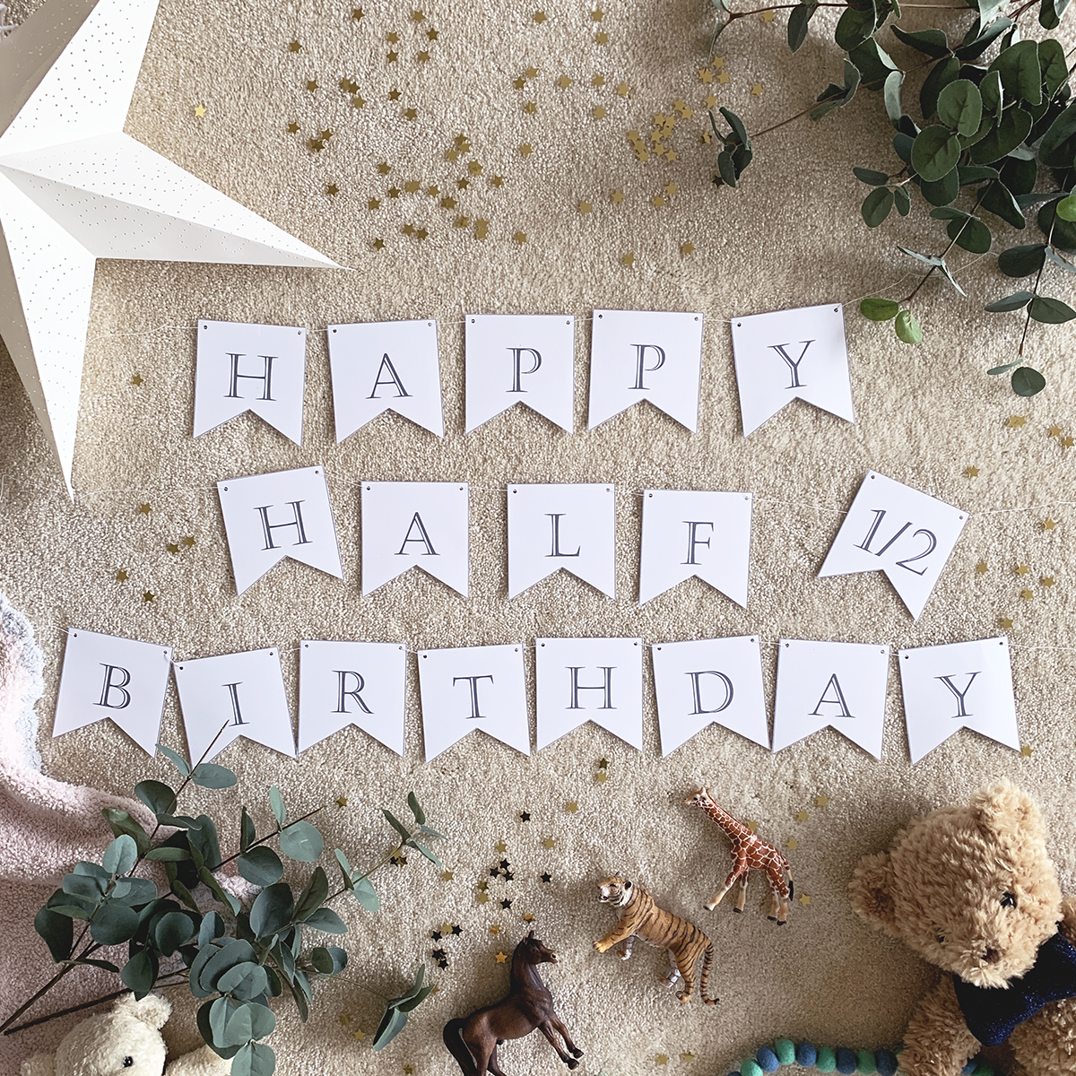 ハーフバースデーで生後6か月をお祝い！飾り付けガーランド無料