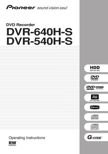 Pioneer DVR-640H DVDレコーダー リモコン、取扱説明書付 PIONEER DVD