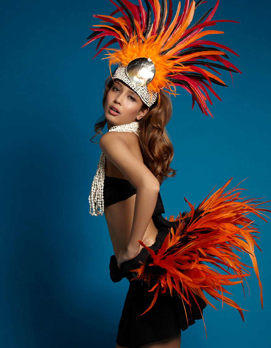 フェザーヒップベルト (オレンジ×ブラック) – 【公式】フラダンス衣装