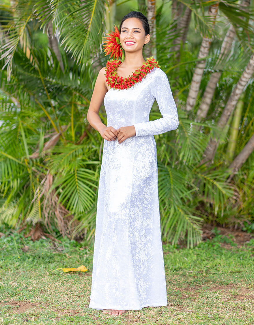 ワンスリーブドレス（シャイニーベロア）ホワイト – 【公式