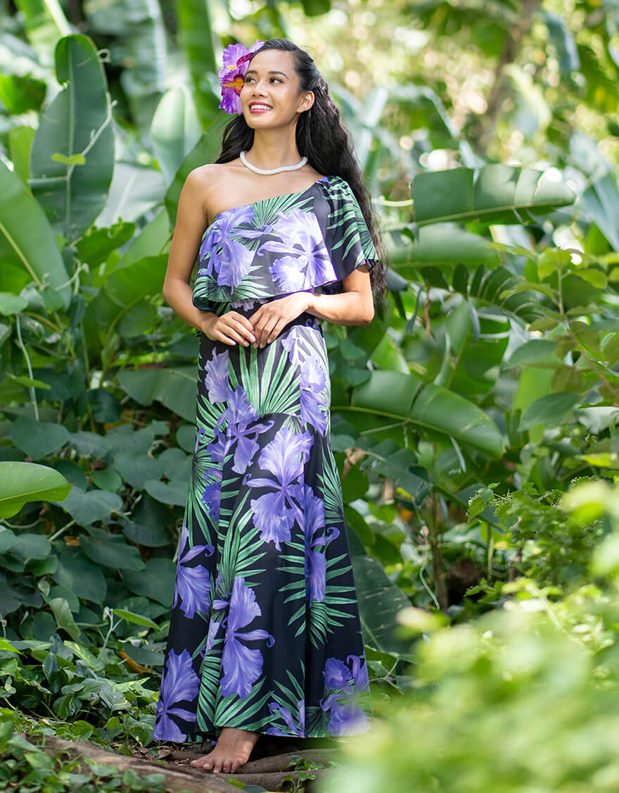 フリル付きマーメイドドレス（ウォータリーカトレア）ブラック