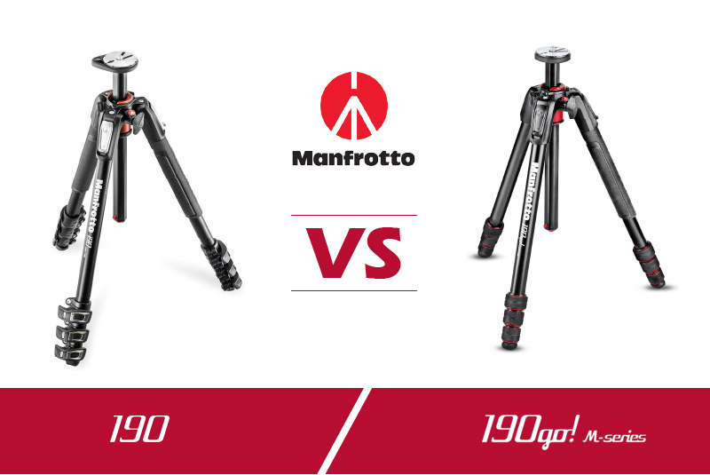 マンフロットの三脚190と190goのサイズや重さの比較。機能の違い