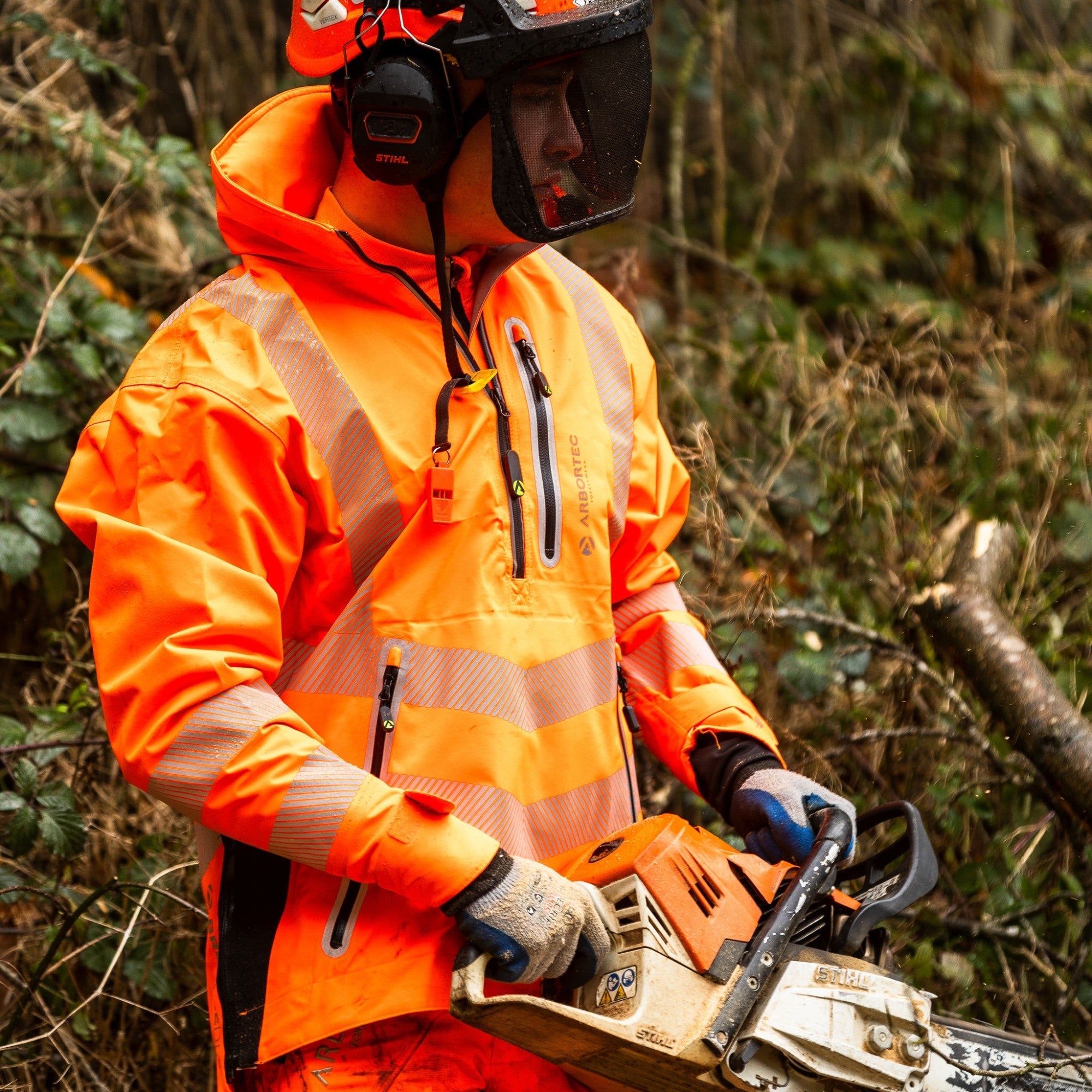 Arbortec Half Zip Hi Vis Waterproof Jacket - Orange