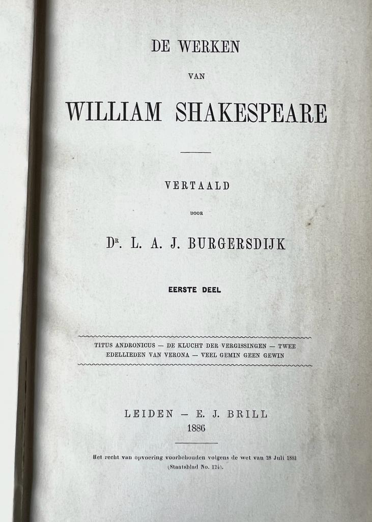 De werken van Shakespeare, 12 delen compleet, 1886-1888.