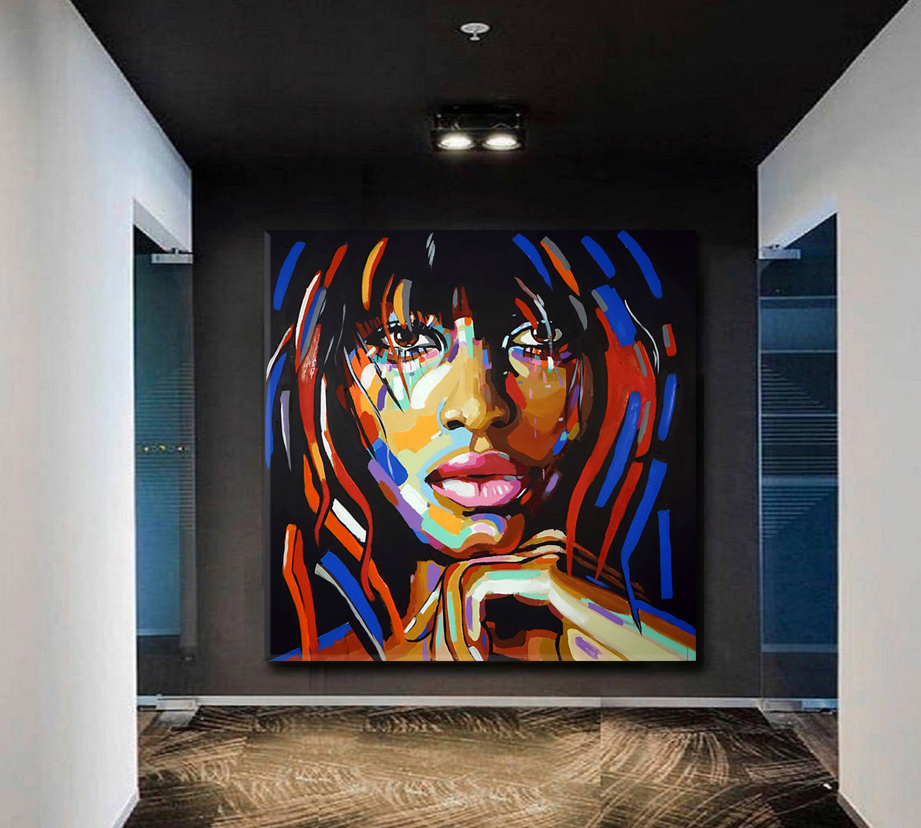 ABSTRACT REALISM Expressionism Colorful Woman Face Grunge Art