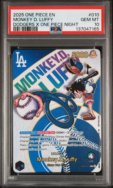 OP 2025 MONKEY D, LUFFY DODGERS X ONE PIECE NIGHT #010 PSA10 – The