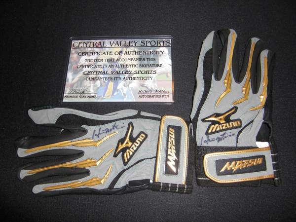 松井秀喜直筆サイン選手専用【MATSUI】バッティンググローブAUTO(2002