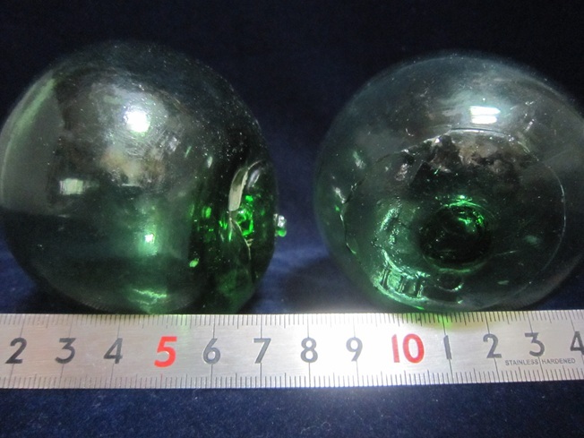 ガラスの浮き玉 直径約7㎝ 2個セット グリーン(工芸ガラス)｜売買され