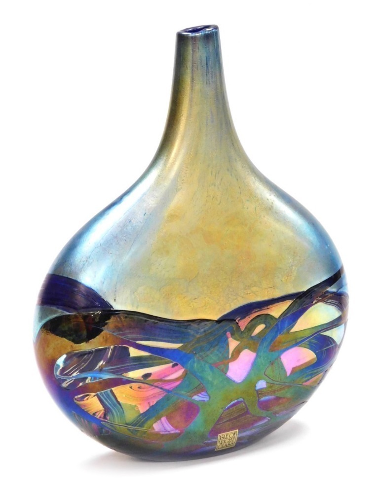 A Michael Harris Isle of Wight glass 'Nightscape' vase, of