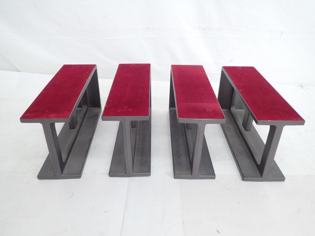 ①古いTAOCスピーカースタンド 鋳鉄製 赤クッション付き2個 ①古いTAOC