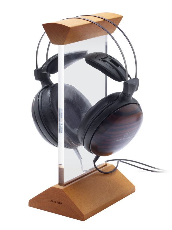 オーディオテクニカ、ブナ材採用のヘッドフォンスタンド