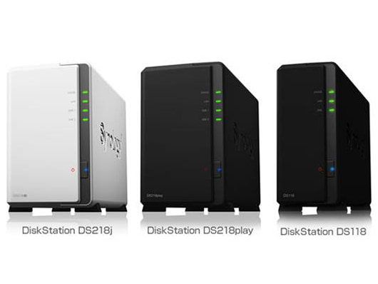 Synology、HEVC/4K変換対応NAS「DS218play」。約2万円の「DS218j」も