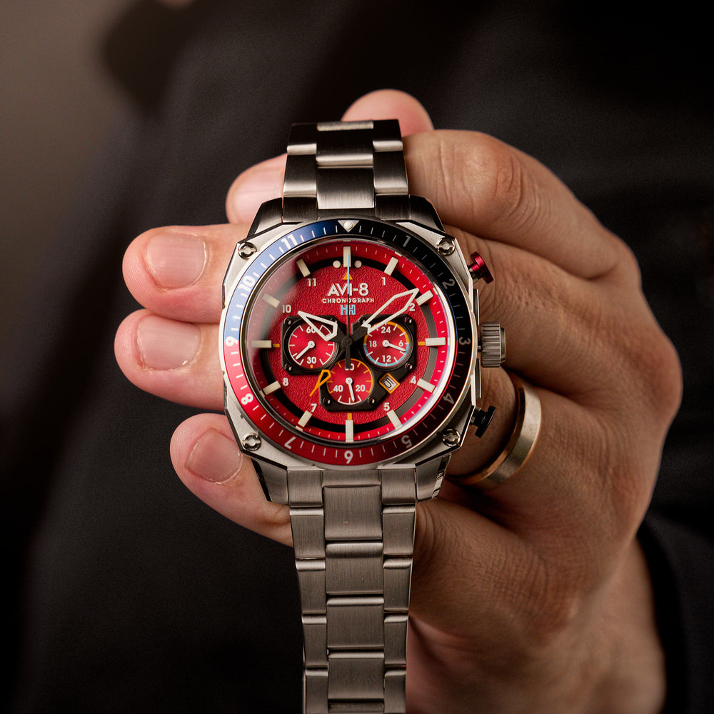 Crimson Red | Hawker Hunter Atlas Dual Time Chronograph – AVI-8