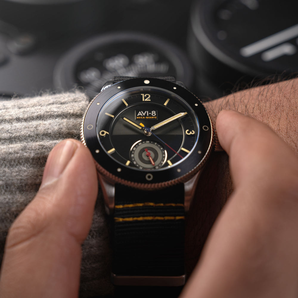 Raven Black | Flyboy Airmaster Sector Meca-quartz – AVI-8 Timepieces