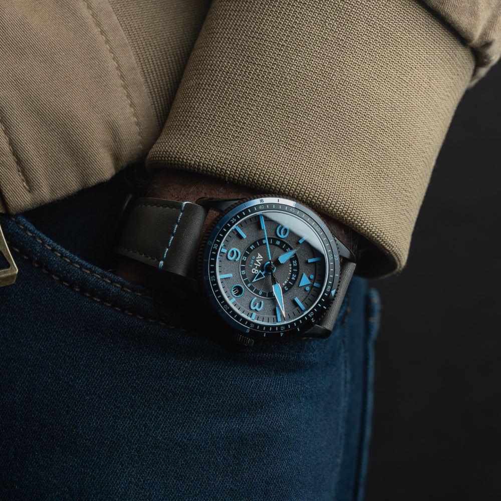 Rubber Black | Flyboy Airmaster GMT Automatic – AVI-8 Timepieces