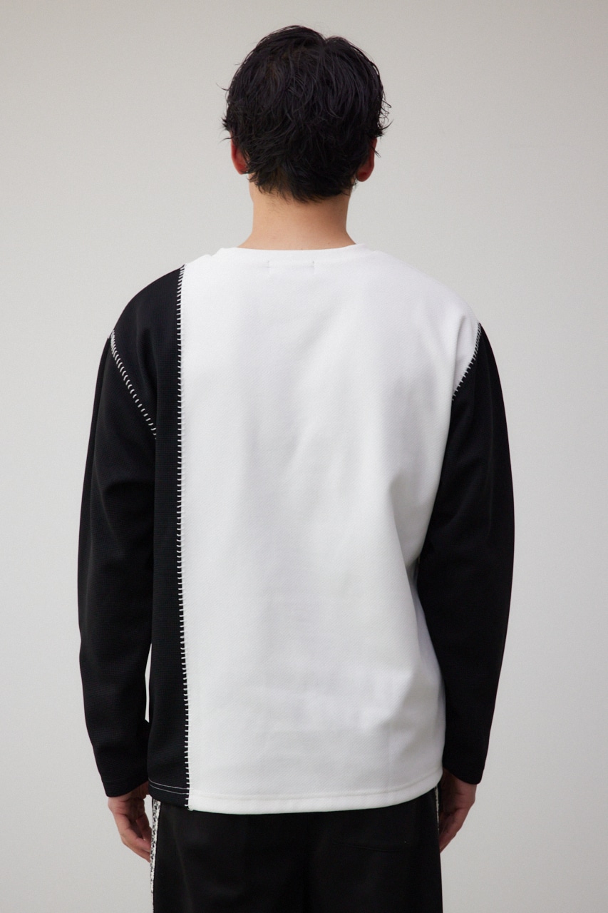 バイカラーブランケットステッチ長袖トップス｜MEN｜251HSB80-097C
