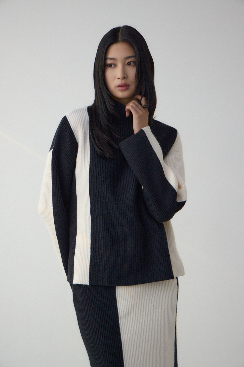 バイカラーハイネックニットトップス｜WOMEN｜250IAB70-159B｜AZUL BY