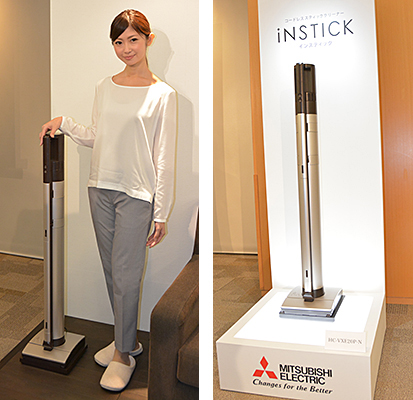 三菱電機、ポール状の掃除機「iNSTICK」、コードレスで空気清浄機能も