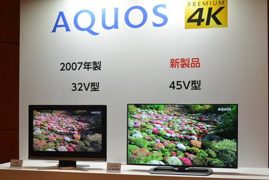 シャープ、世界初の45型4Kテレビ投入、ラインアップ強化でシェア拡大
