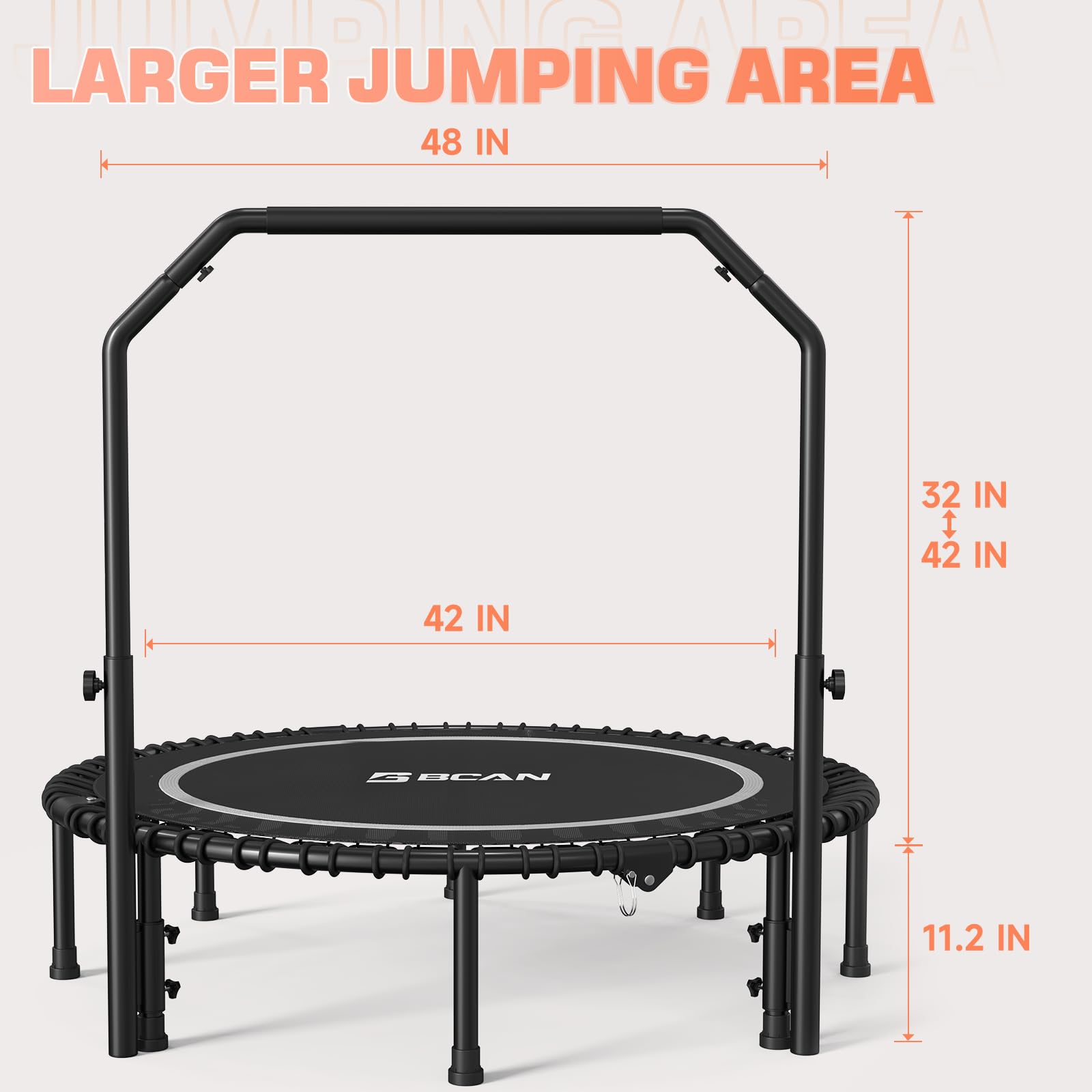 BCAN Foldable Mini Trampoline - Sliver/48Inch/550LBS – bcantrampolines