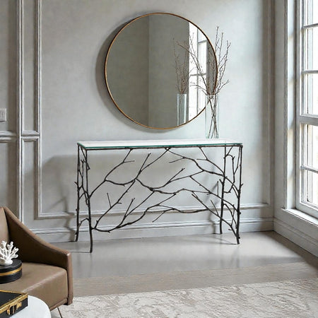 輸入家具 天然大理石使用 『アイアン・コンソールテーブル』 モダン