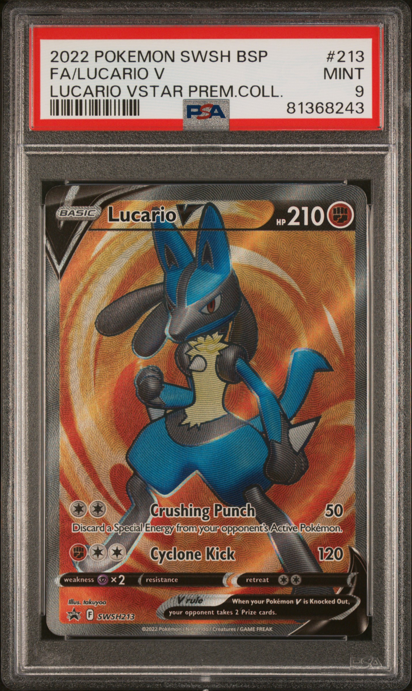Lucario V (SWSH 213) - PSA 9 - Pokemon Graded PSA (Professional