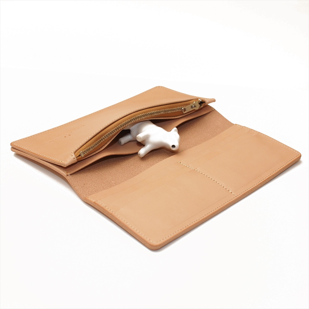 OM-371 栃木レザーナチュラルヌメ牛革シンプルロングウォレット – 馬蹄