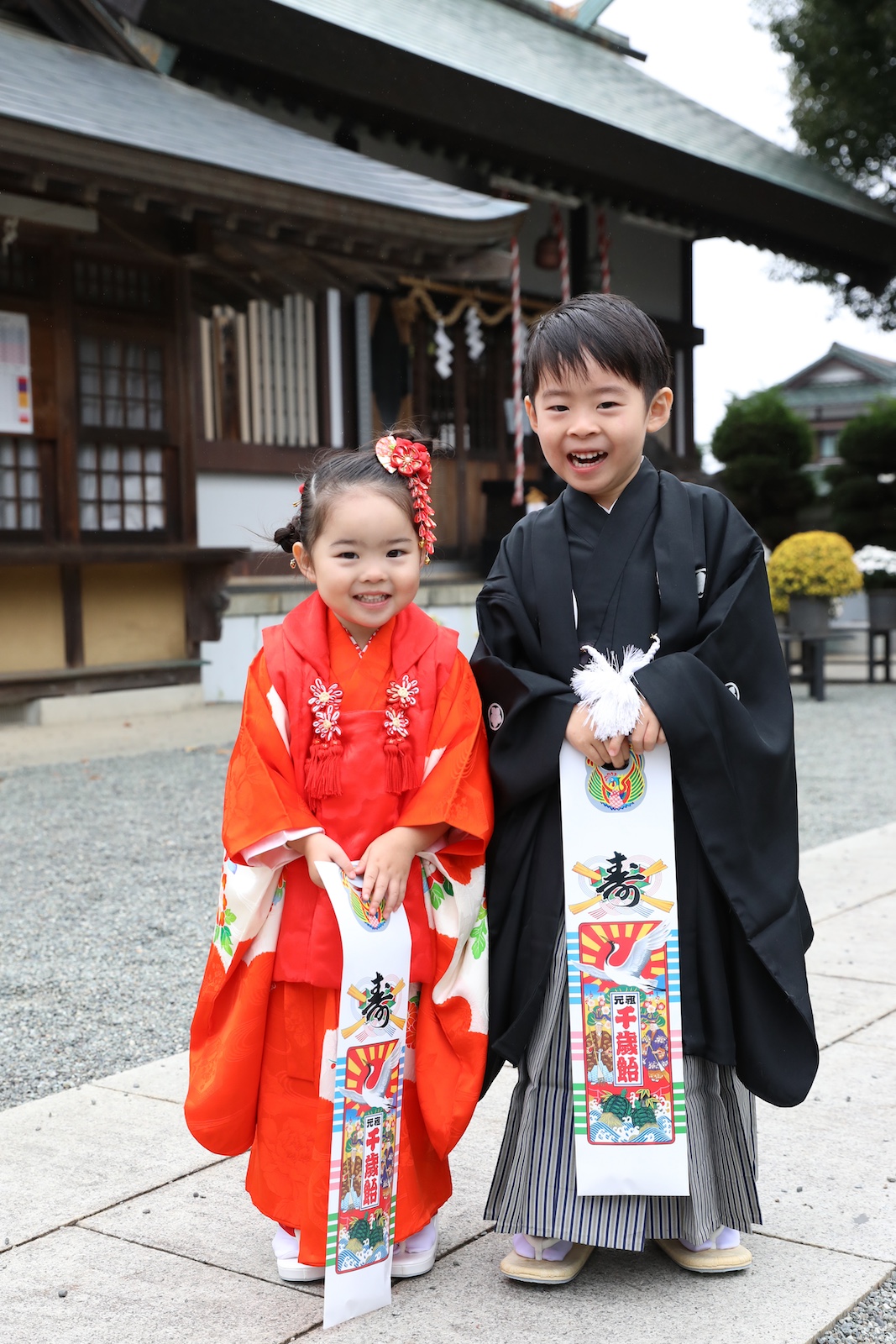 かわいい兄妹、3歳、5歳の七五三【公所浅間神社／神奈川県 大和市