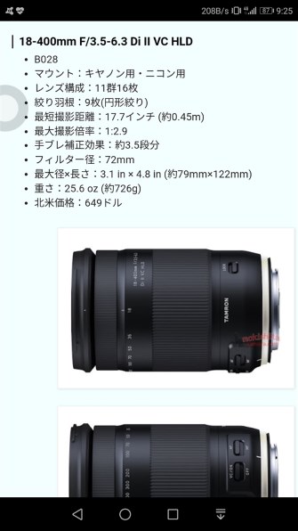 TAMRON 16-300mm F/3.5-6.3 Di II PZD MACRO (Model B016) [ソニー用