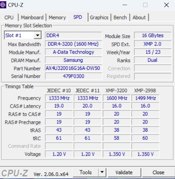 メモリー周波数について』 ADATA AX4U320016G16A-DW50 [DDR4 PC4-25600