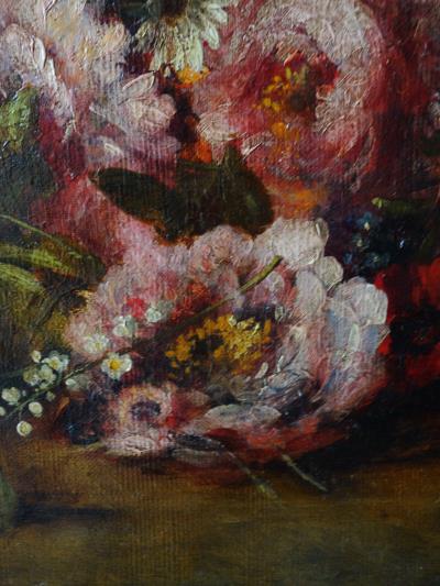 西洋アンティーク フランス19世紀絵画 ブーケ 静物画 花の絵 アート