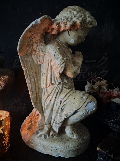 西洋アンティーク ベルエポック エンジェル祈り 天使の石膏像 ／アート