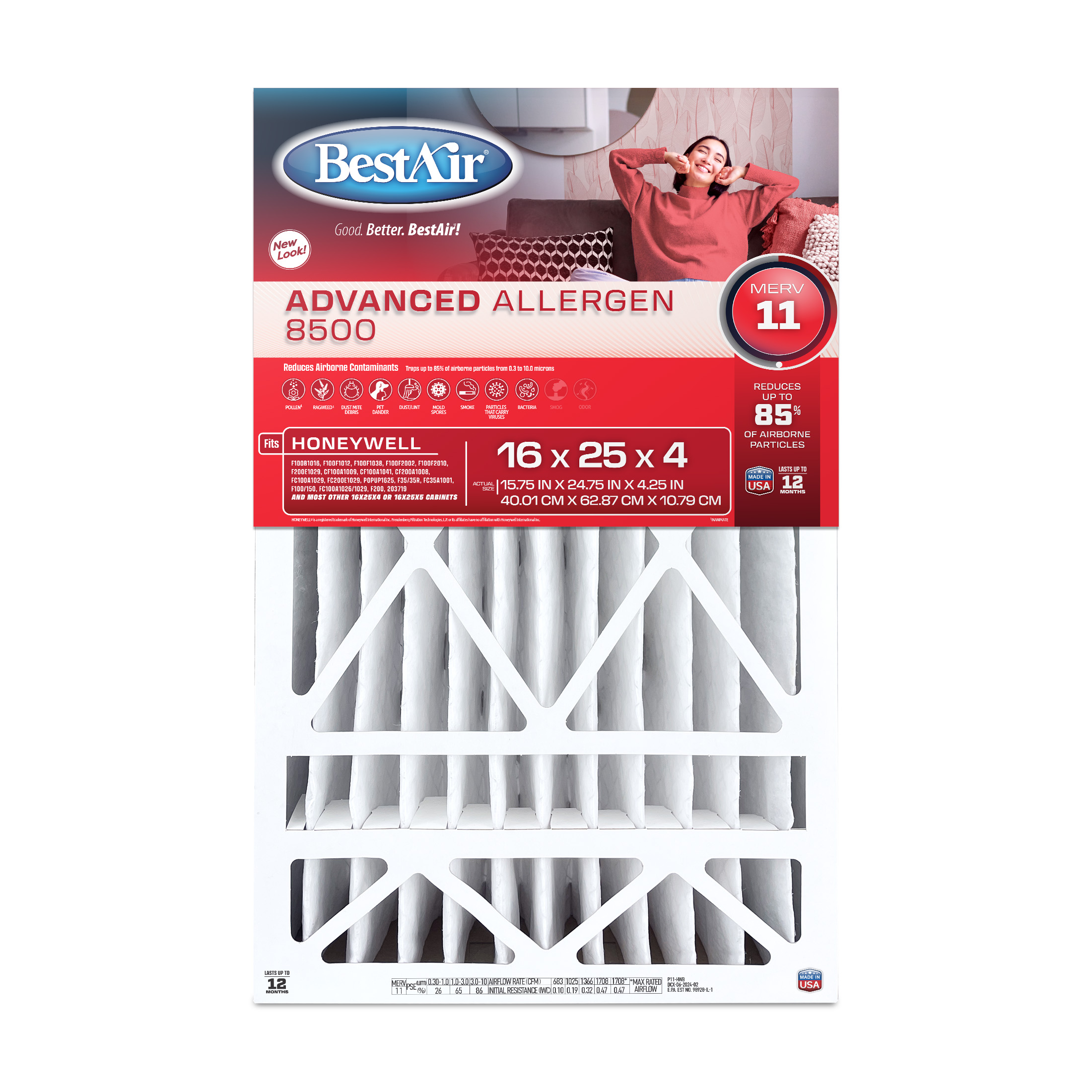 16x25x4 Advanced Allergen 8500 - BestAir