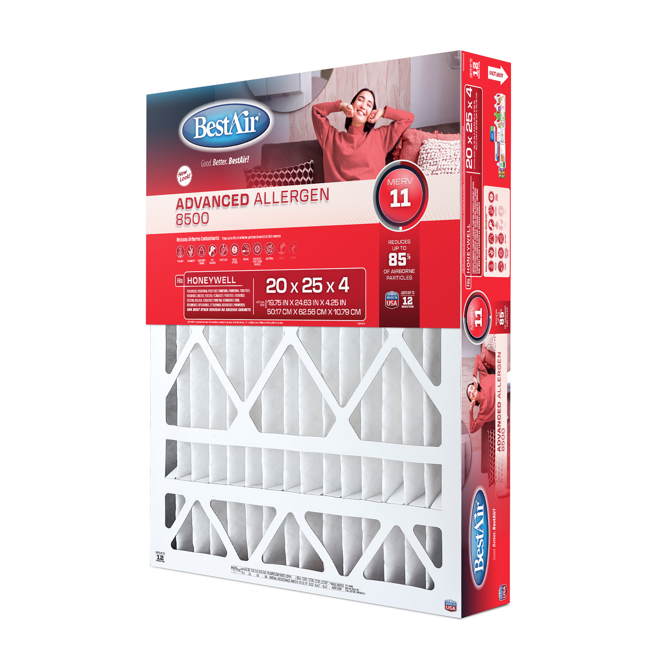 20x25x4 Advanced Allergen 8500 - BestAir