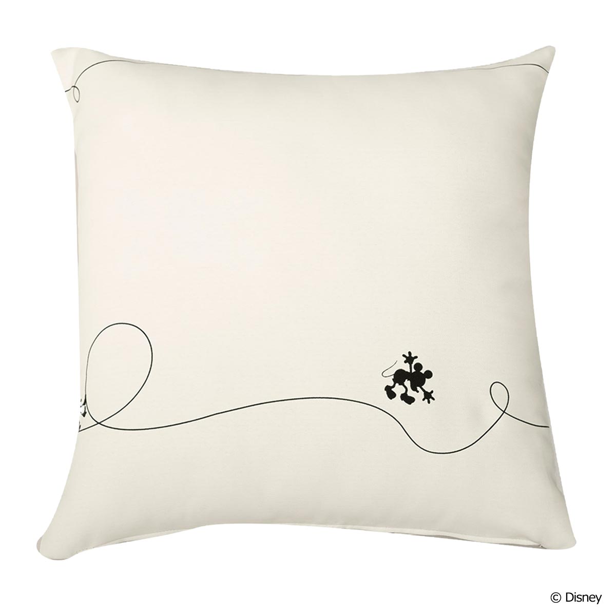 ディズニー『ミッキー／ライン クッションカバー アイボリー 約45x45cm