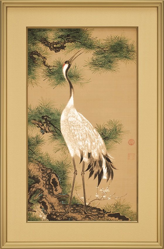 木製 衝立 鶴と松のモチーフ 見事な枝ぶりの松と飛翔する鶴の美しい姿を描いた彫刻欄間 EZ2937 在庫