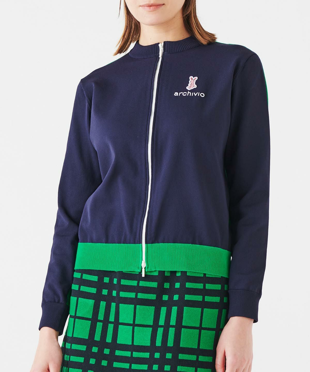 前後バイカラージップニットブルゾン|アルチビオ-アウトレット