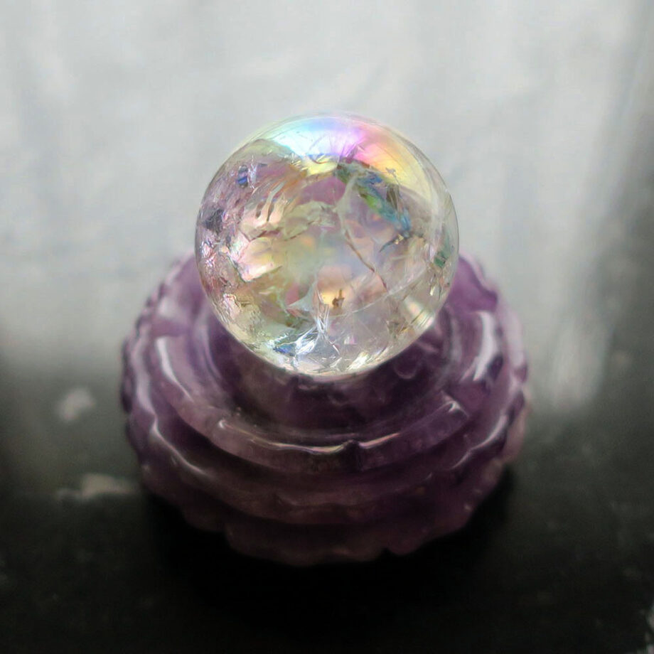 アイリス・エンジェルオーラ（レインボーオーラ）スフィア 天然石置物