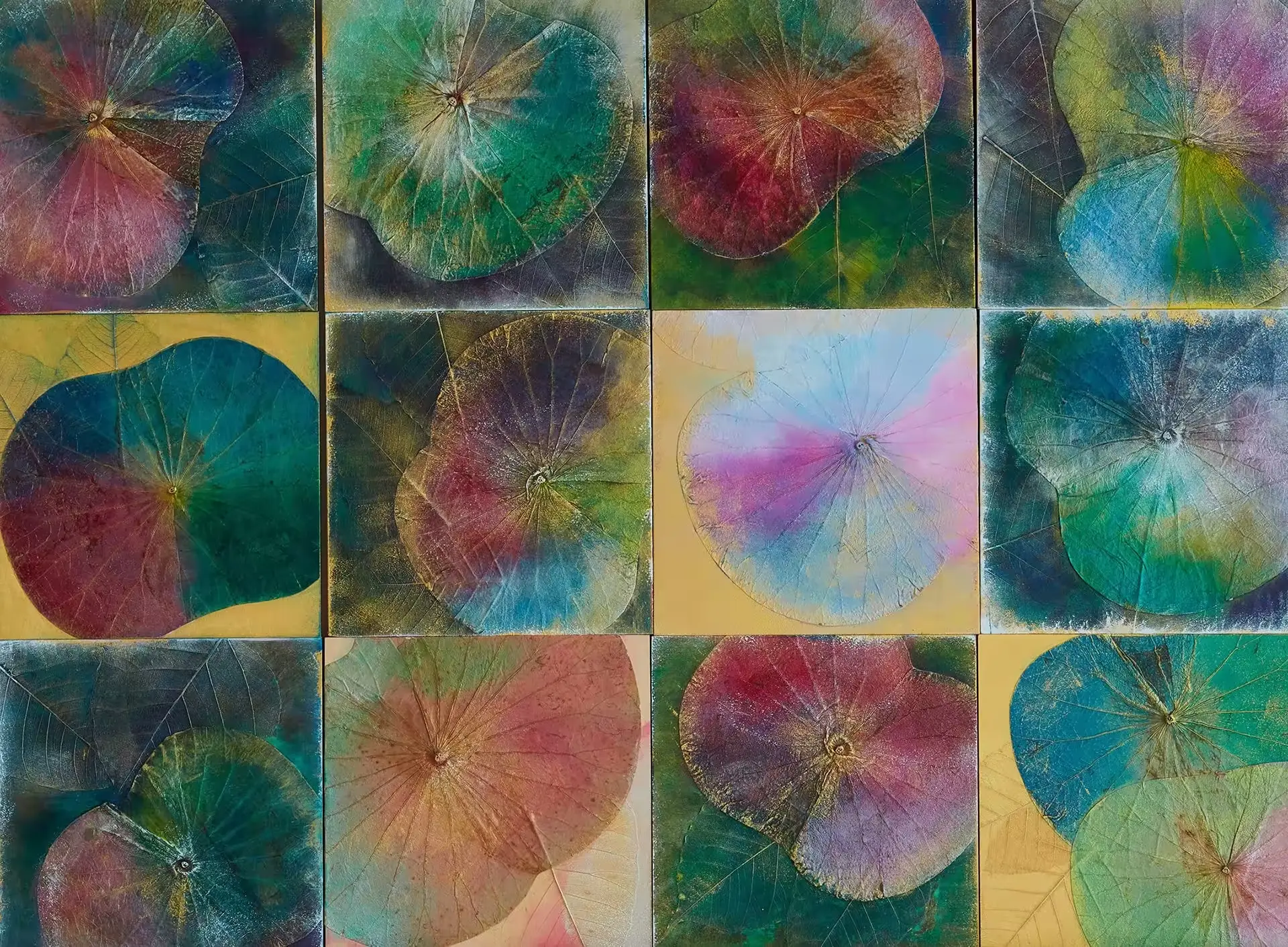 作品紹介 蓮の葉 インド菩提樹 アクリルフレーム｜ボタニーペイン