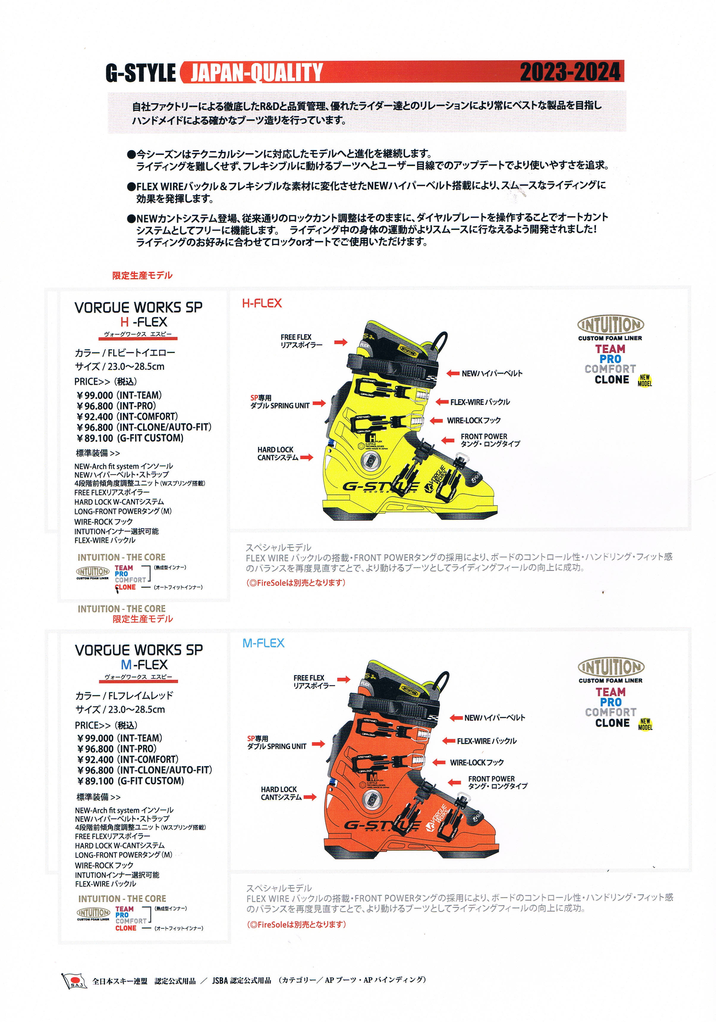 23-24ニューモデル G-STYLE(ジースタイル) VORGUE WORKS SP H-FLEX M