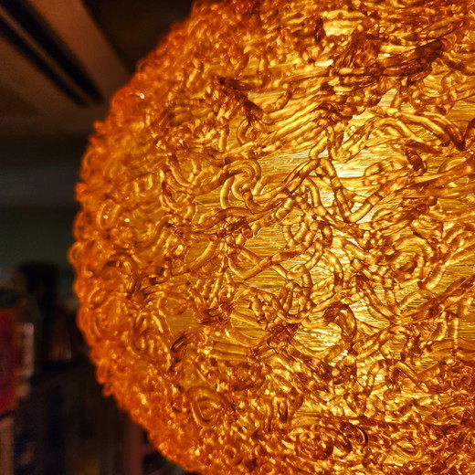 ミッドセンチュリー オレンジ色のヴィンテージ スパゲティランプ