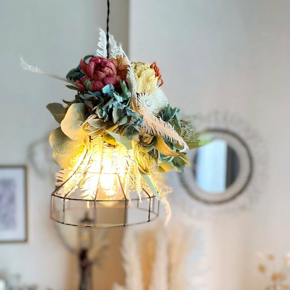 ドライフラワーライトドライフラワー照明スワッグライトペンダントライト