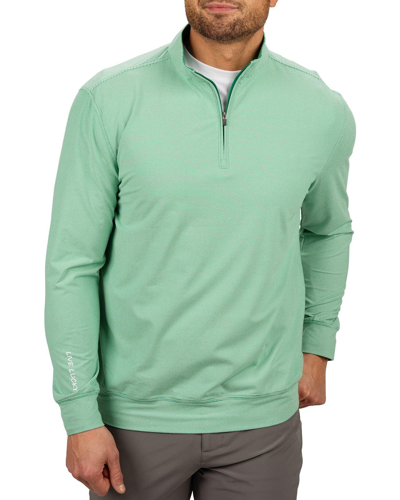 Men's First Major Spring Green and White Quarter-Zip | Black